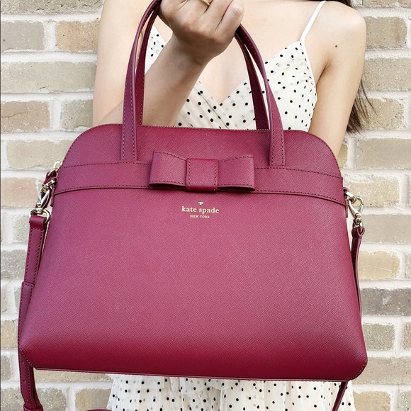 Kate spade large satchel burgundy bow SALE‼️ - Picture 7 of 8